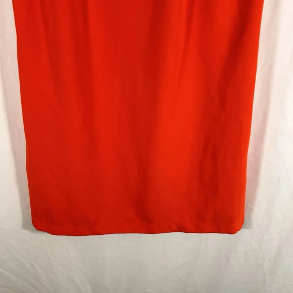 MNG Mini Dress Women's 8 Solid Orange Short Sleeve Vneck Pullover Pockets - Picture 8 of 9